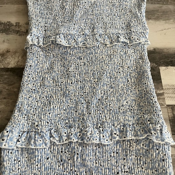 One-Shoulder Blue Ruffle Dress - Picture 3 of 6